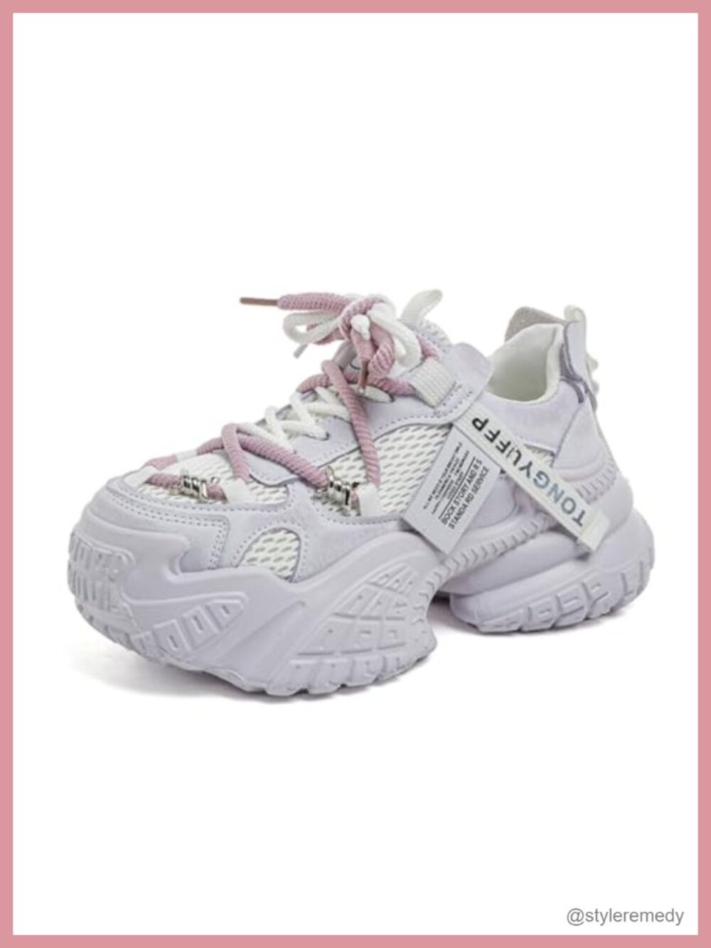 Chunky Platform Sneakers Women Lace Up Comfortable Casual Fitness Gym Shoes